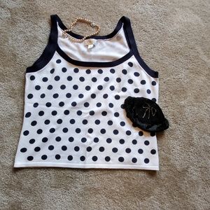 Talbots Navy & White Polka Dot sleeveless sweater)